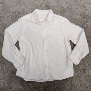Zara Boys Button Down Shirt Size 4 / 5 Years White Cotton Formal Classic Casual